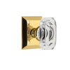 Fifth Avenue Square Rosette with Baguette Clear Crystal Knob in Lifetime Brass