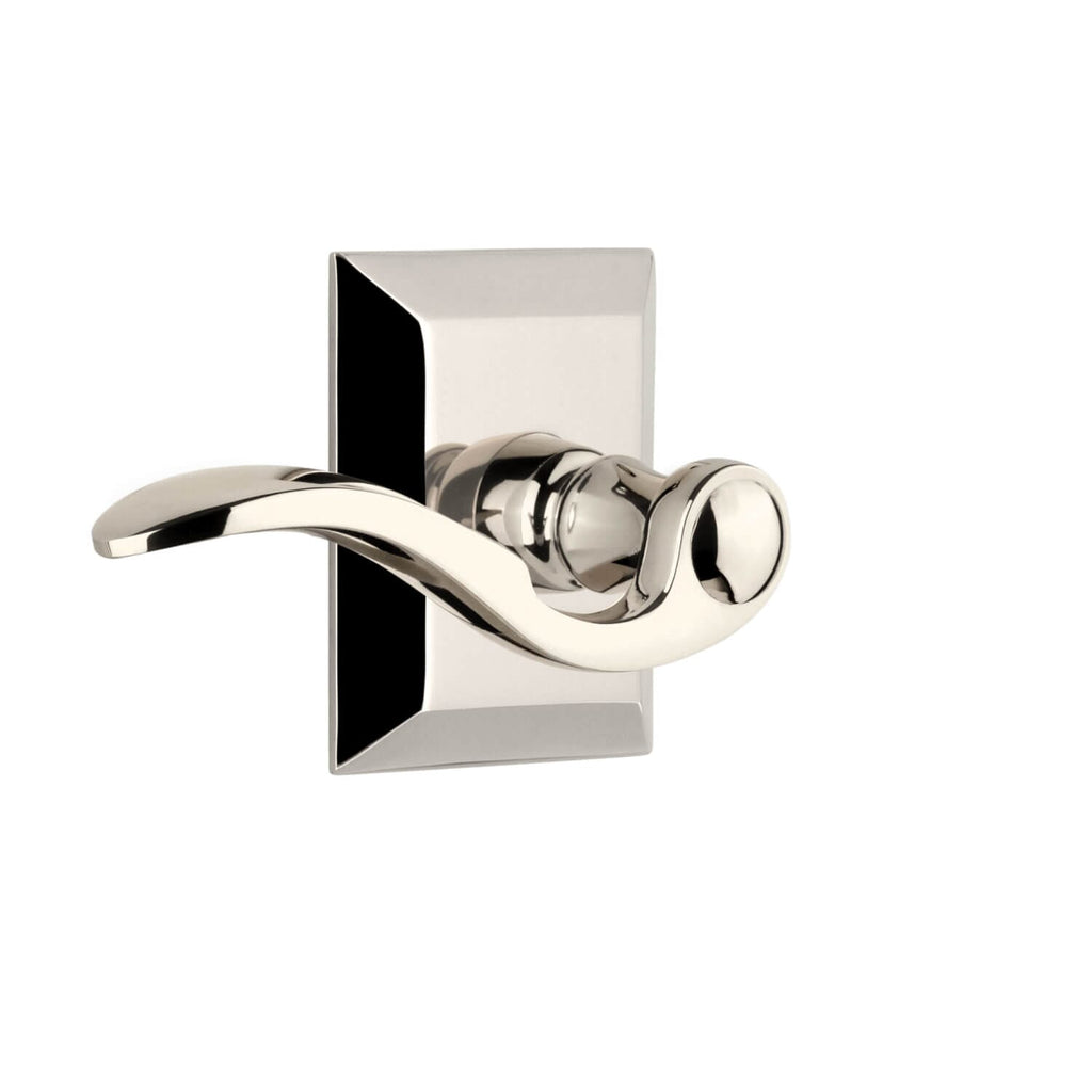 Fifth Avenue Square Rosette with Bellagio Lever in Polished Nickel