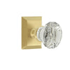 Fifth Avenue Square Rosette with Brilliant Crystal Knob in Satin Brass