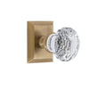 Fifth Avenue Square Rosette with Brilliant Crystal Knob in Vintage Brass