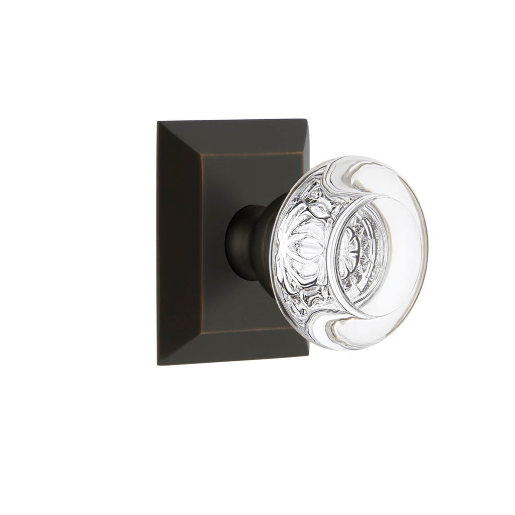 Fifth Avenue Square Rosette with Bordeaux Crystal Knob in Timeless Bronze