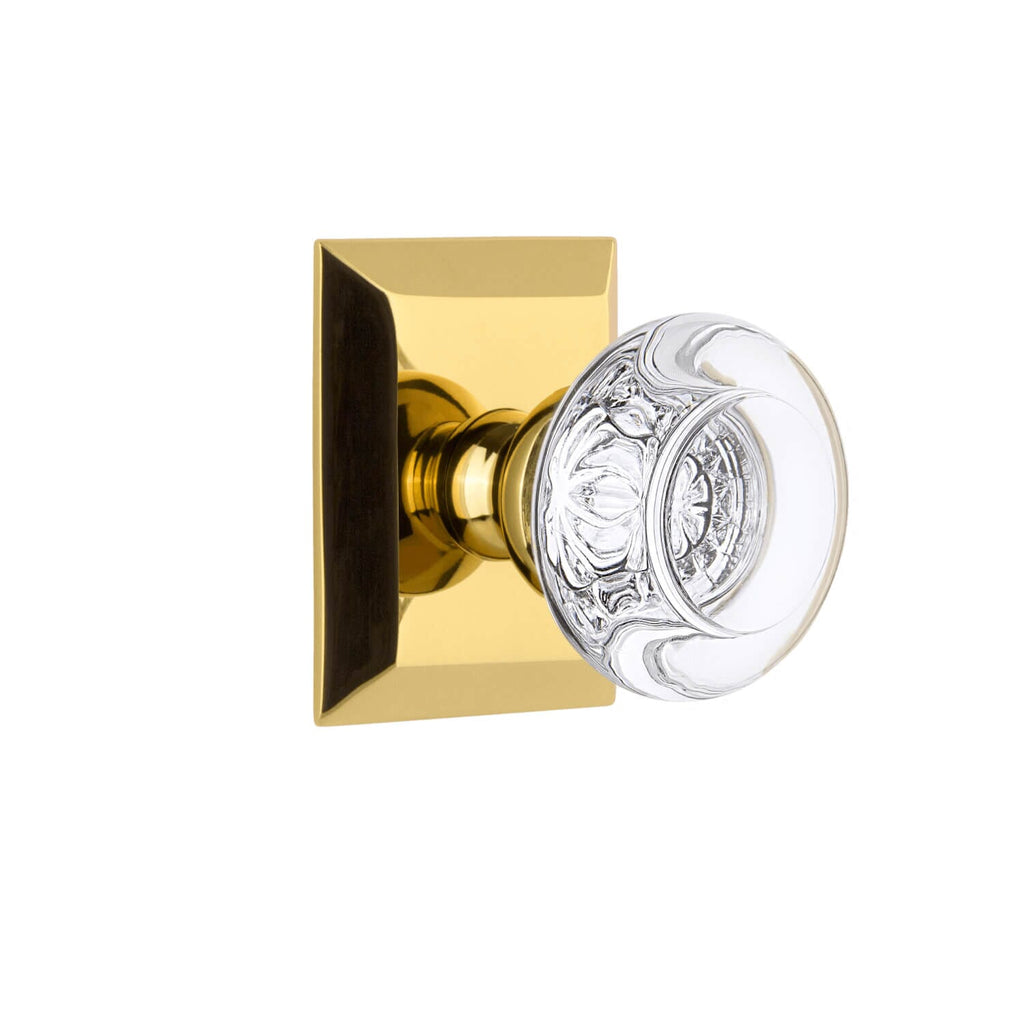 Fifth Avenue Square Rosette with Bordeaux Crystal Knob in Lifetime Brass