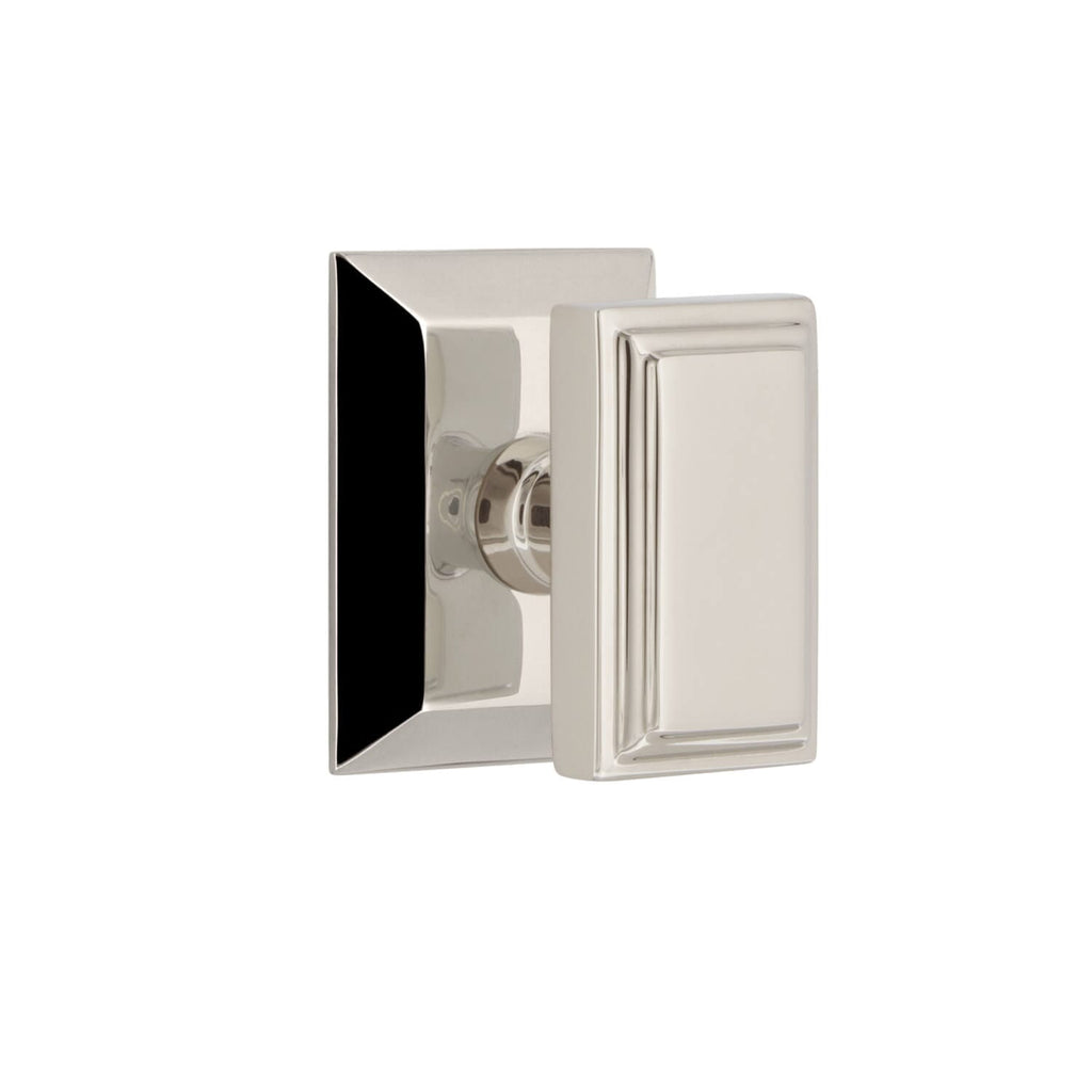 Fifth Avenue Square Rosette with Carré Knob in Polished Nickel