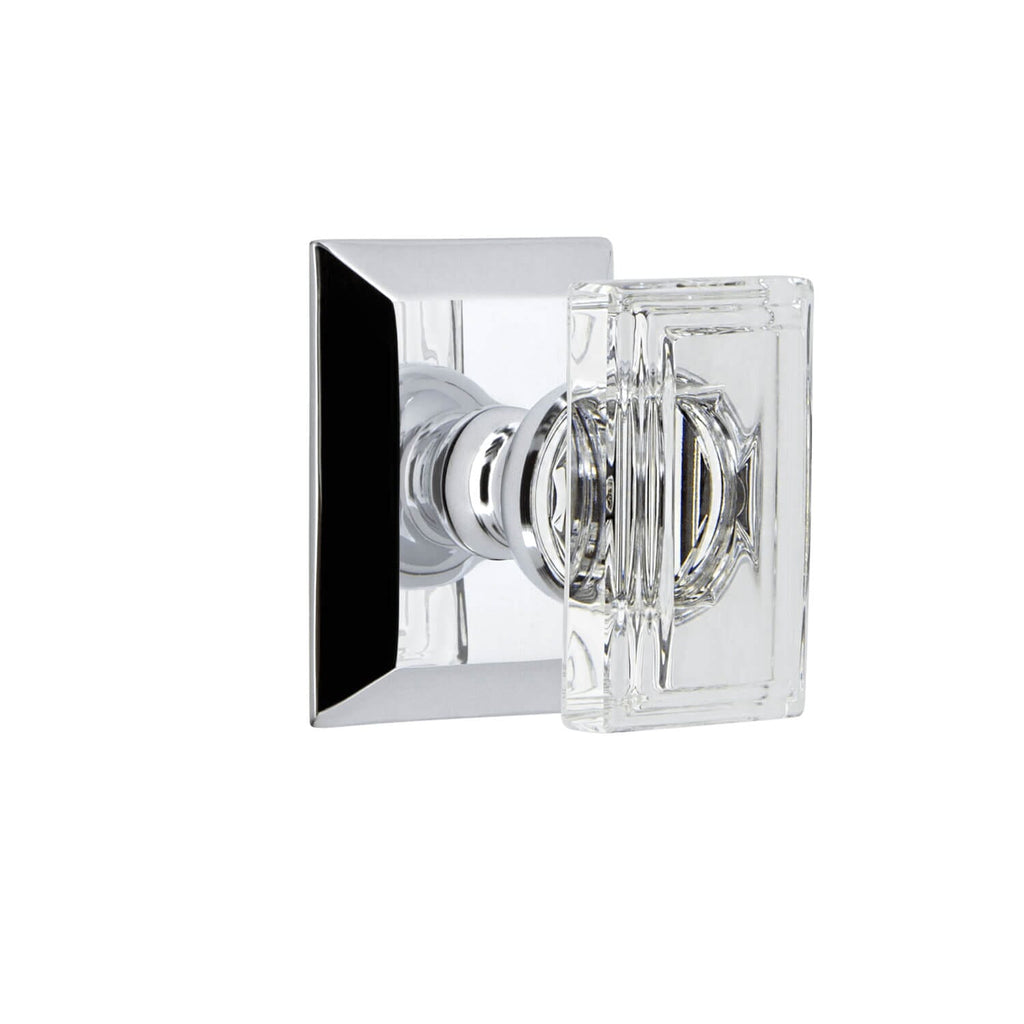 Fifth Avenue Square Rosette with Carré Crystal Knob in Bright Chrome