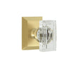 Fifth Avenue Square Rosette with Carré Crystal Knob in Satin Brass