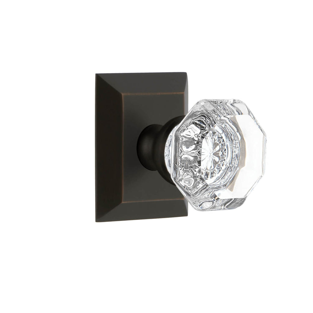 Fifth Avenue Square Rosette with Chambord Crystal Knob in Timeless Bronze