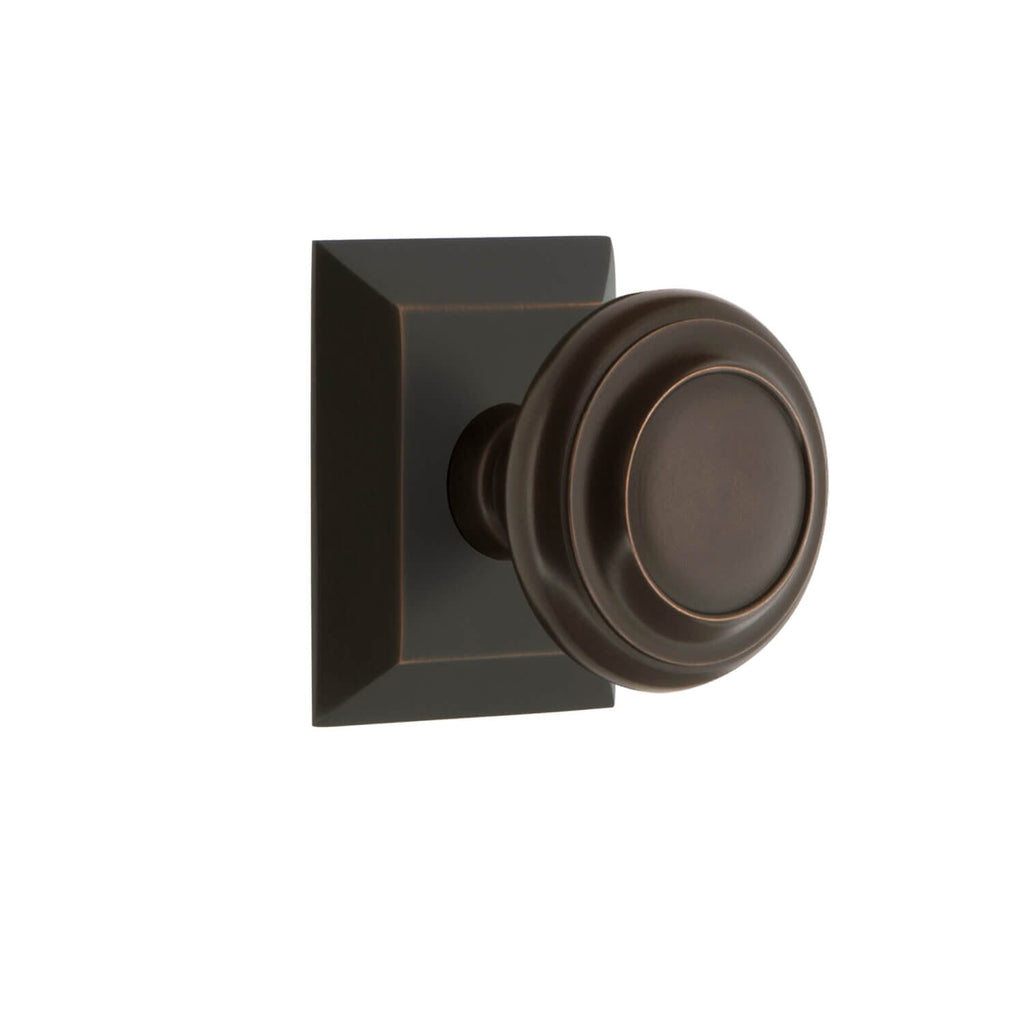 Fifth Avenue Square Rosette with Circulaire Knob in Timeless Bronze