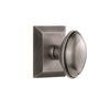 Fifth Avenue Square Rosette with Eden Prairie Knob in Antique Pewter