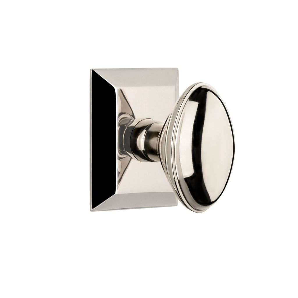 Fifth Avenue Square Rosette with Eden Prairie Knob in Polished Nickel