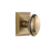 Fifth Avenue Square Rosette with Eden Prairie Knob in Vintage Brass