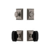 Fifth Avenue Square Rosette Entry Set with Baguette Black Crystal Knob in Antique Pewter