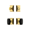 Fifth Avenue Square Rosette Entry Set with Baguette Black Crystal Knob in Lifetime Brass