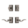 Fifth Avenue Square Rosette Entry Set with Bellagio Lever in Antique Pewter