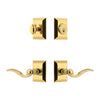 Fifth Avenue Square Rosette Entry Set with Bellagio Lever in Lifetime Brass