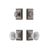 Fifth Avenue Square Rosette Entry Set with Brilliant Crystal Knob in Antique Pewter