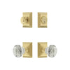 Fifth Avenue Square Rosette Entry Set with Brilliant Crystal Knob in Satin Brass