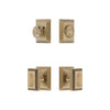 Fifth Avenue Square Rosette Entry Set with Carre Knob in Vintage Brass