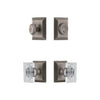 Fifth Avenue Square Rosette Entry Set with Carre Crystal Knob in Antique Pewter