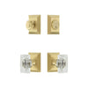 Fifth Avenue Square Rosette Entry Set with Carre Crystal Knob in Satin Brass