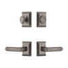 Fifth Avenue Square Rosette Entry Set with Carre Lever in Antique Pewter