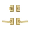 Fifth Avenue Square Rosette Entry Set with Carre Lever in Satin Brass