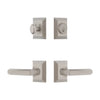 Fifth Avenue Square Rosette Entry Set with Carre Lever in Satin Nickel