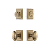 Fifth Avenue Square Rosette Entry Set with Eden Prairie Knob in Vintage Brass