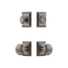 Fifth Avenue Square Rosette Entry Set with Fifth Avenue Knob in Antique Pewter