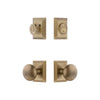 Fifth Avenue Square Rosette Entry Set with Fifth Avenue Knob in Vintage Brass