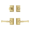 Fifth Avenue Square Rosette Entry Set with Georgetown Lever in Satin Brass