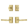 Fifth Avenue Square Rosette Entry Set with Soleil Lever in Satin Brass