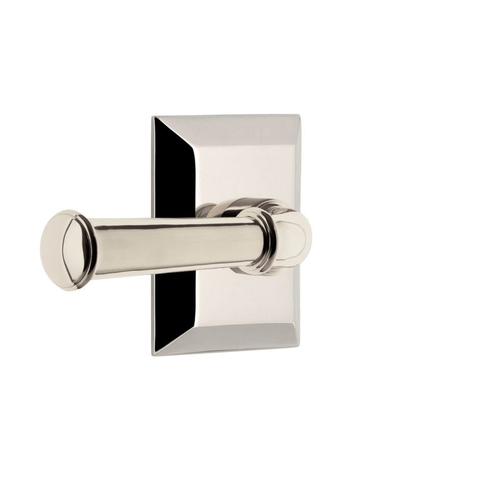 Fifth Avenue Square Rosette with Georgetown Lever in Polished Nickel