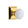 Fifth Avenue Square Rosette with Hyde Park Knob in Lifetime Brass