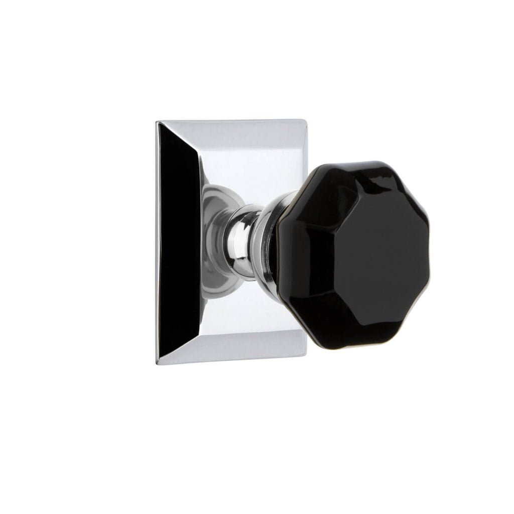 Fifth Avenue Square Rosette with Lyon Knob in Bright Chrome