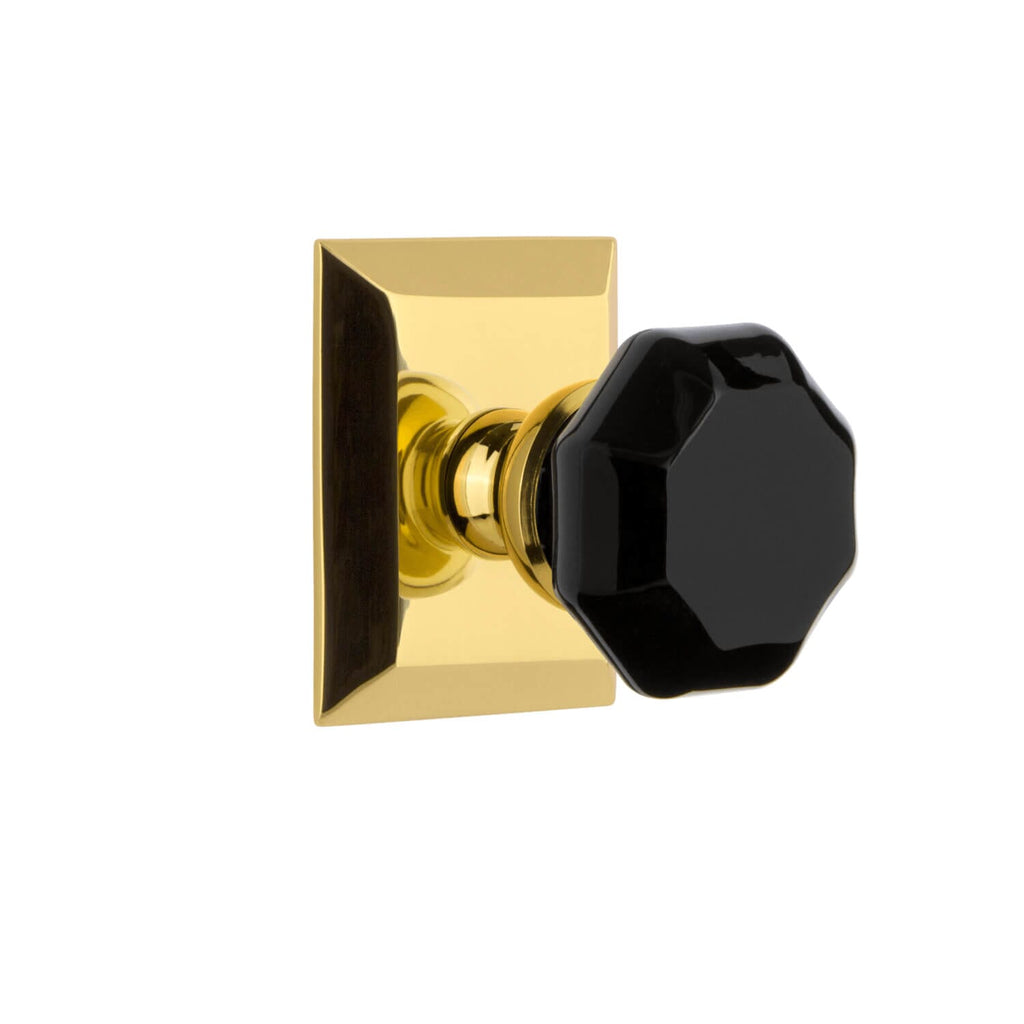 Fifth Avenue Square Rosette with Lyon Knob in Lifetime Brass