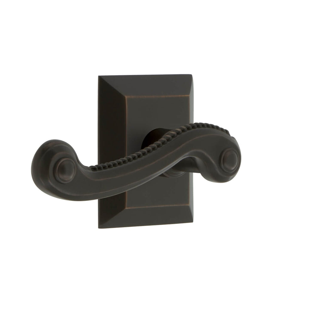 Fifth Avenue Square Rosette with Newport Lever in Timeless Bronze