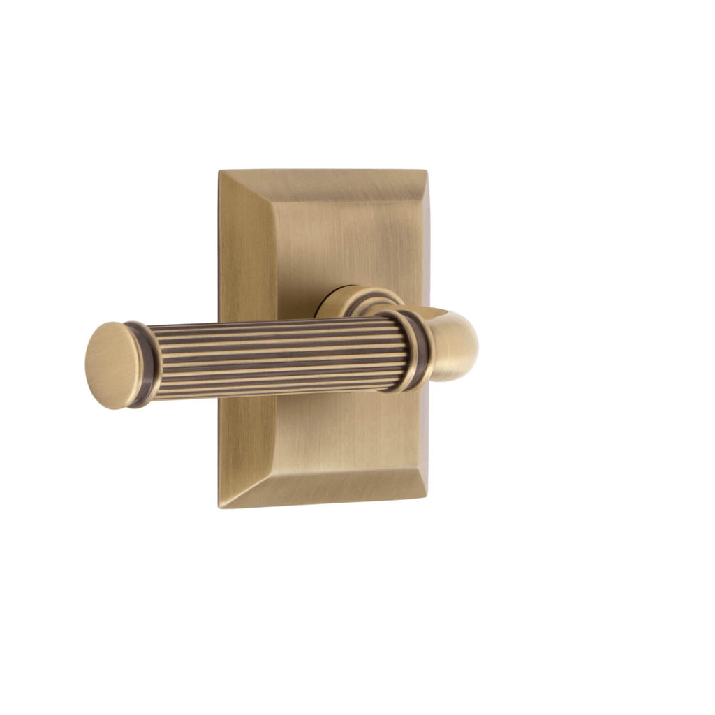 Fifth Avenue Square Rosette with Soleil Lever in Vintage Brass