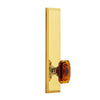 Fifth Avenue Tall Plate with Baguette Cut Amber Knob in Polished Brass