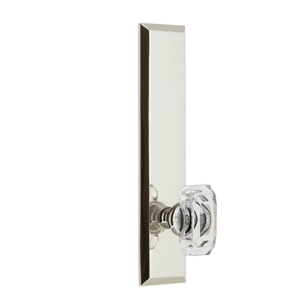 Fifth Avenue Tall Plate with Baguette Cut Clear Knob in Polished Nickel
