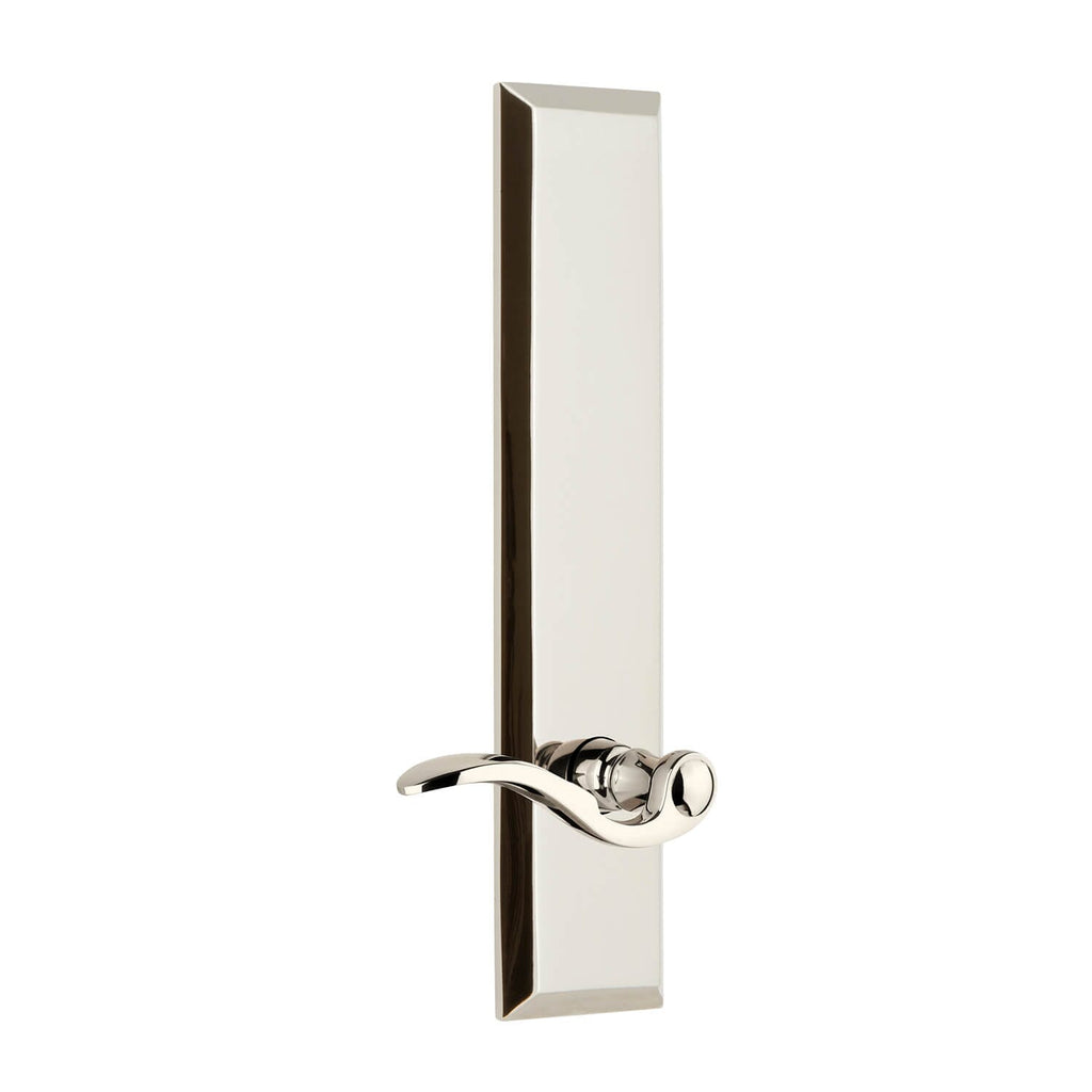 Fifth Avenue Tall Plate with Bellagio Lever in Polished Nickel