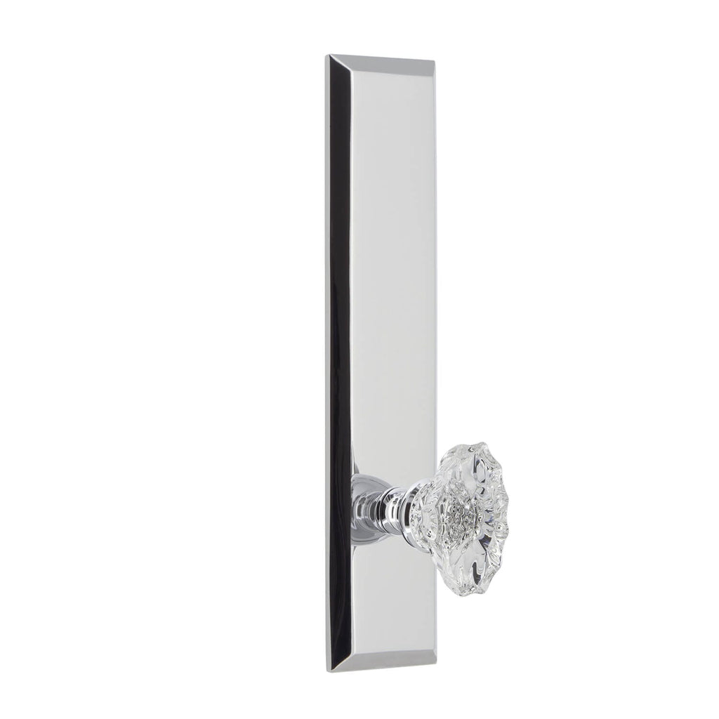 Fifth Avenue Tall Plate with Biarritz Crystal Knob in Bright Chrome