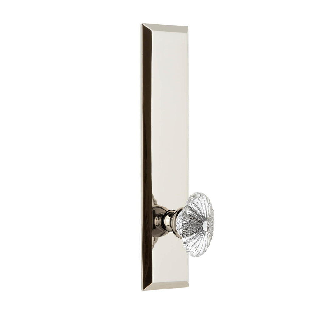 Fifth Avenue Tall Plate with Burgundy Crystal Knob in Polished Nickel