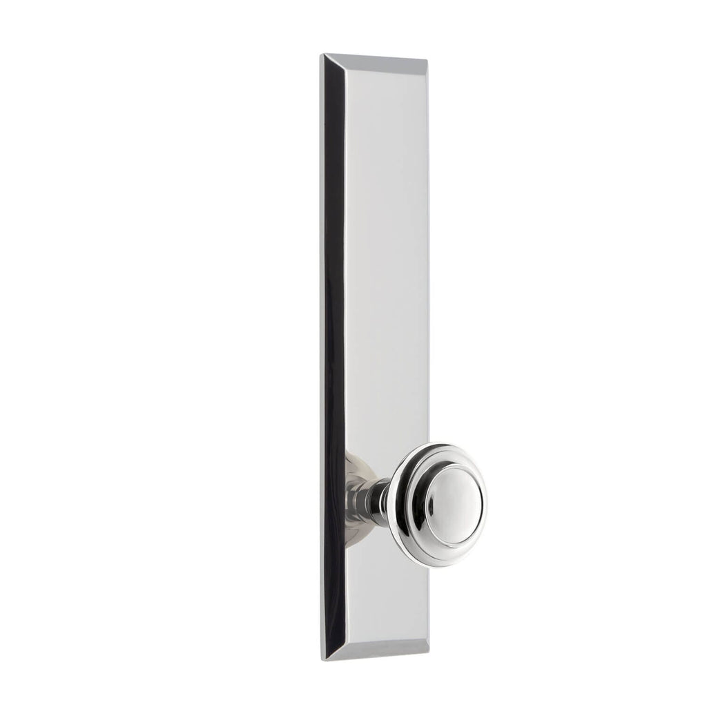 Fifth Avenue Tall Plate with Circulaire Knob in Bright Chrome