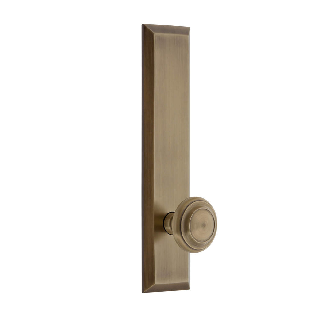 Fifth Avenue Tall Plate with Circulaire Knob in Vintage Brass