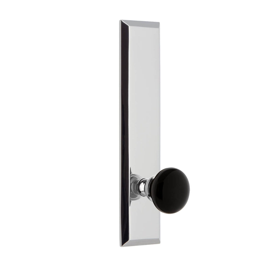 Fifth Avenue Tall Plate with Coventry Knob in Bright Chrome
