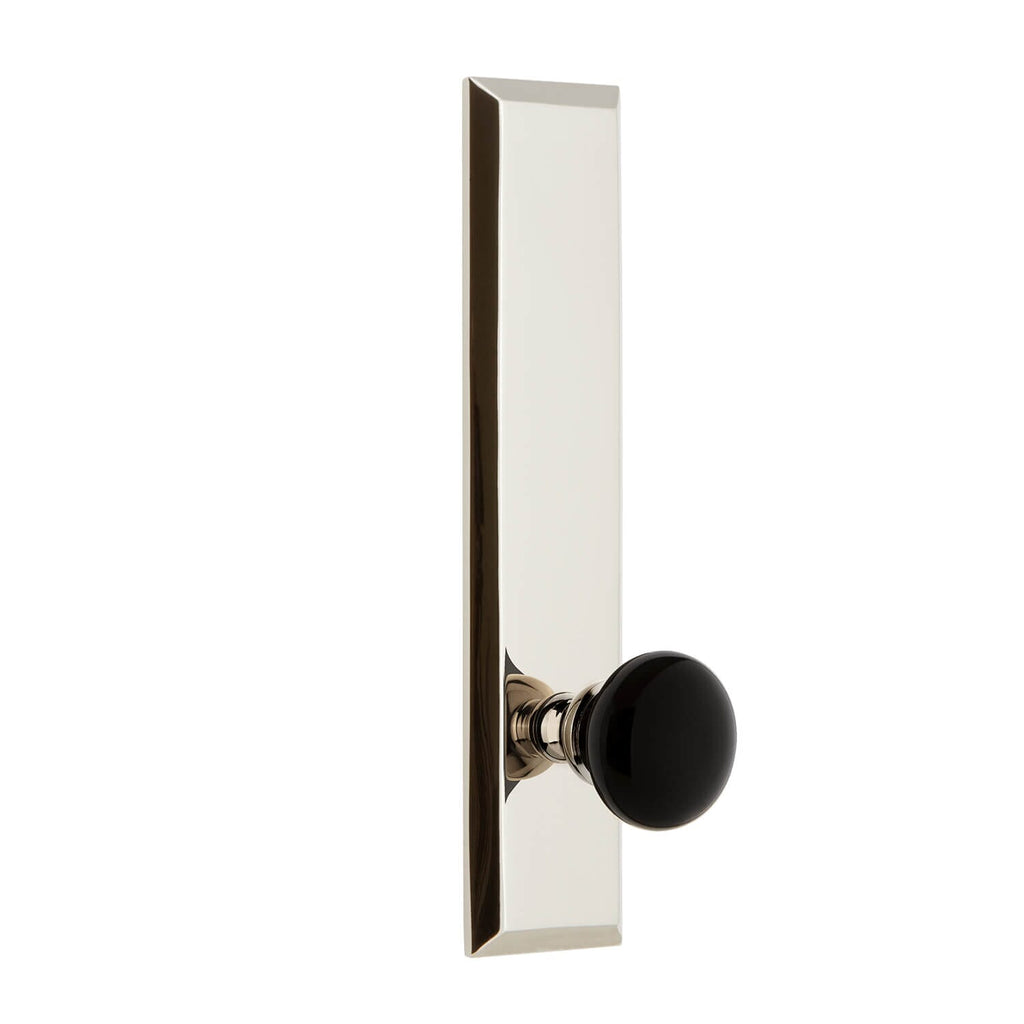 Fifth Avenue Tall Plate with Coventry Knob in Polished Nickel