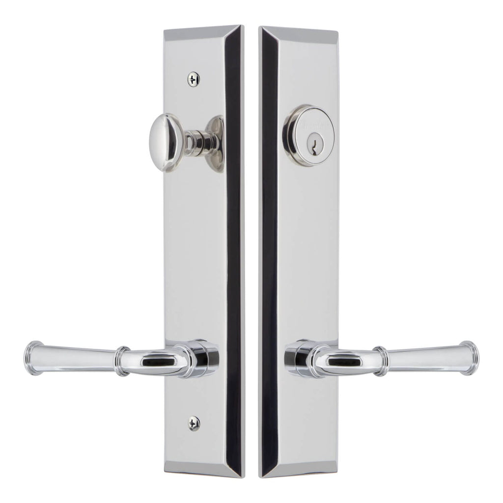 Fifth Avenue Tall Plate Complete Entry Set with Georgetown Lever in Bright Chrome