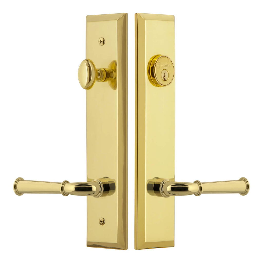 Fifth Avenue Tall Plate Entry Set with Georgetown Lever in Lifetime Brass