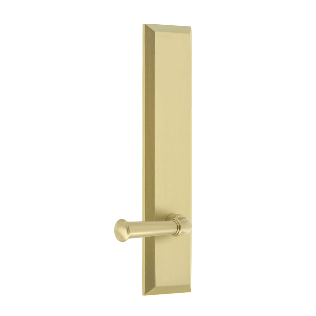 Fifth Avenue Tall Plate with Georgetown Lever in Satin Brass