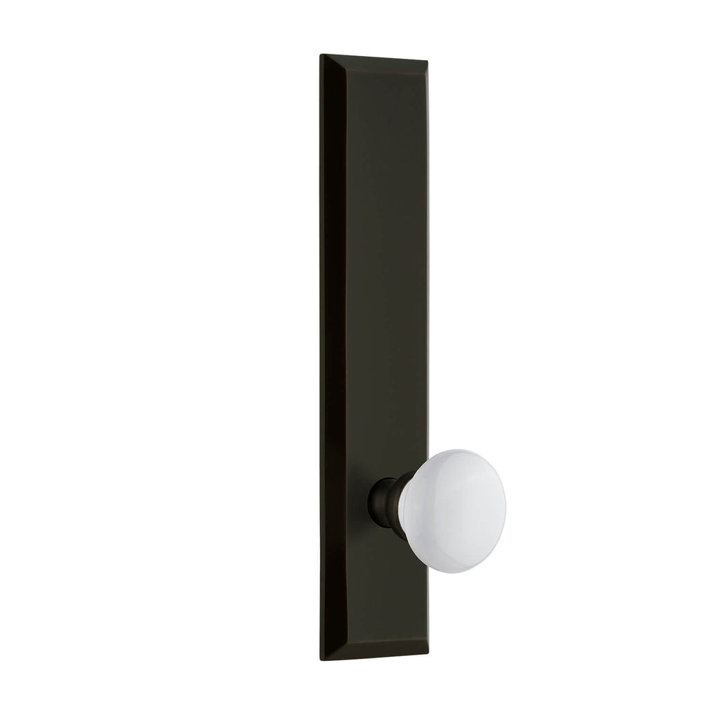 Fifth Avenue Tall Plate with Hyde Park Knob in Timeless Bronze